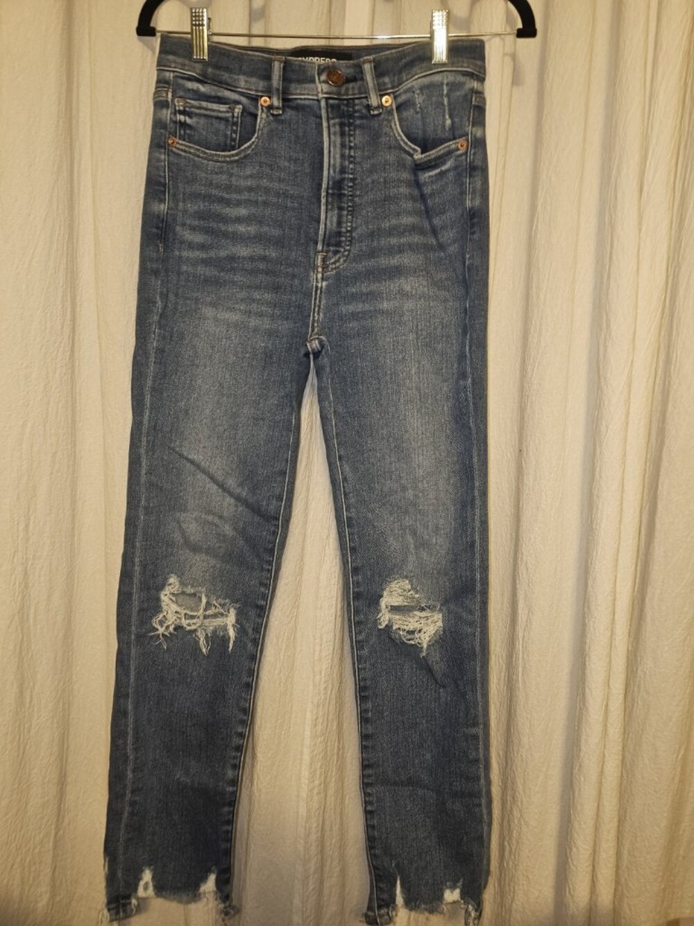 Express Slim Ankle Super High Rise Distressed Jeans Size 4R Stretch